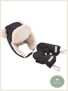 Soft Plush Sherpa Cub Hat & Mittens Set, Warm Winter Baby Accessories